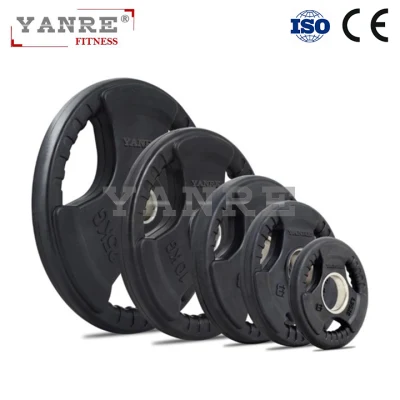 Black Rubber Coated Weight Lifting Bumper Plates Barbell Plate Gym Fitness Equipment Functional Training